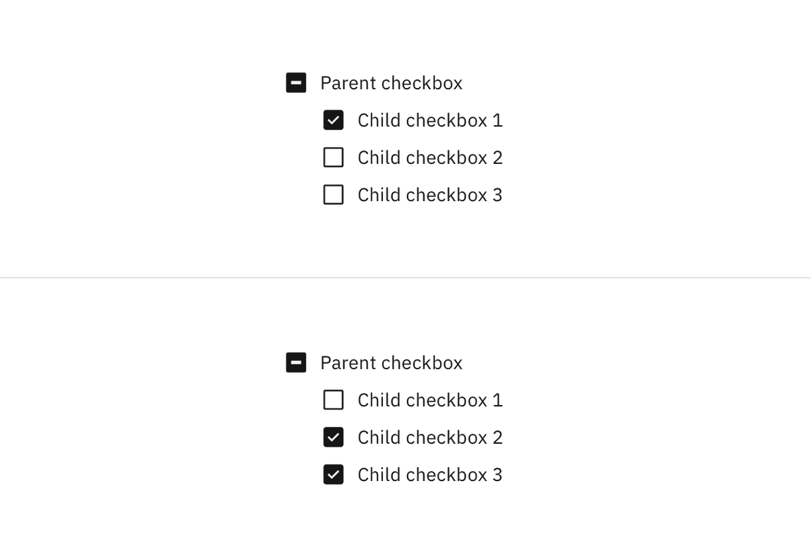 Checking and unchecking a child checkbox.